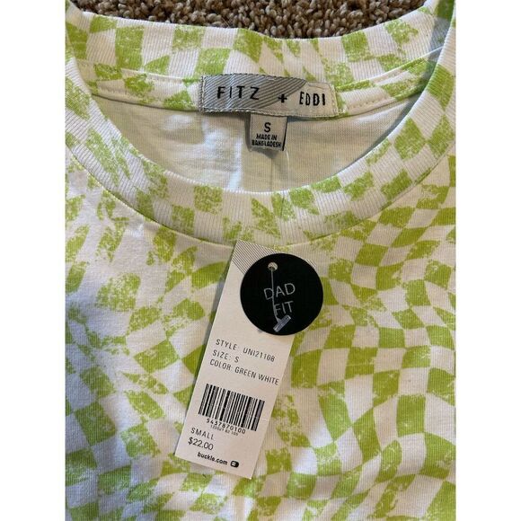 Fitz + Eddi women’s Green Geometric Dad Fit T-Shirt Size S - Picture 4 of 6